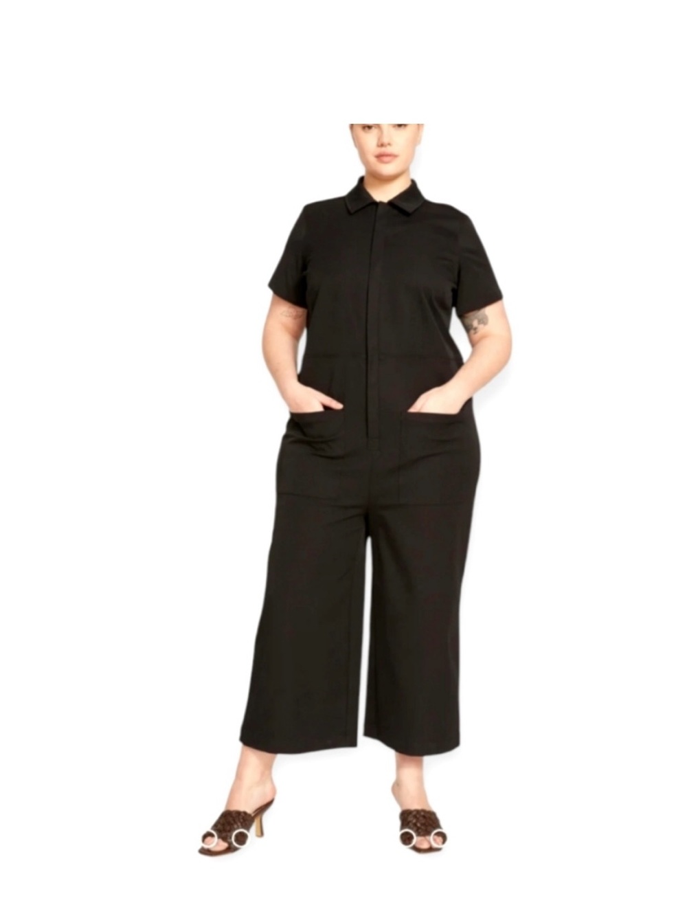 Universal Standard Kate Cotton Twill Jumpsuit Black size 14-16
